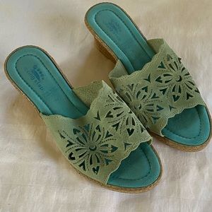 Spring Step Turquoise/Blue Open Toe Slip on Mule Sandals Size 39 EU/US 8 - 8.5